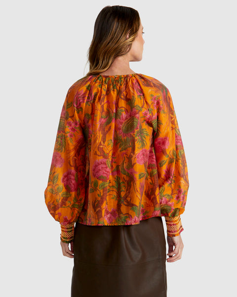 Panama Top - Orange Floral