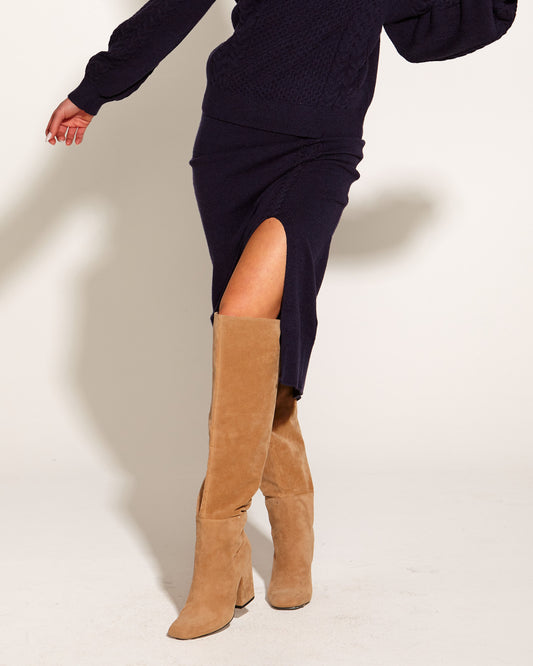 Treasure Knit Cable Skirt - Navy