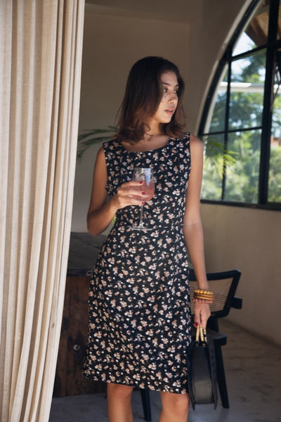 Sally Dress - Linen Floral