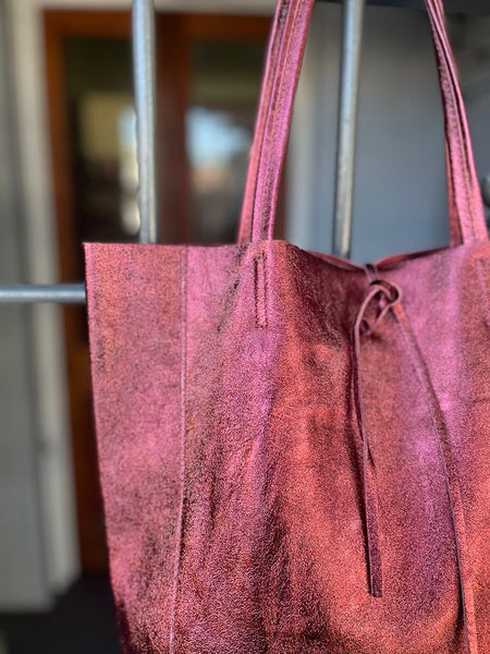 Maison Fanli Large Tote - Metallic Bordeaux