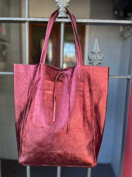 Maison Fanli Large Tote - Metallic Bordeaux