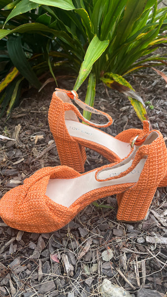 Voday Raffia Sandal - Orange