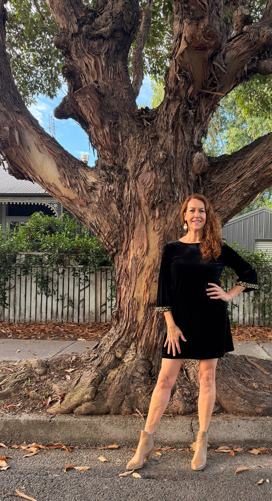 Bloom Dress - No Going Back Sequin Cuff Black Velvet