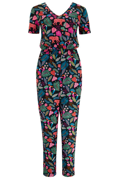 Bianca Jersey Jumpsuit - Black Tigers &  Toucans