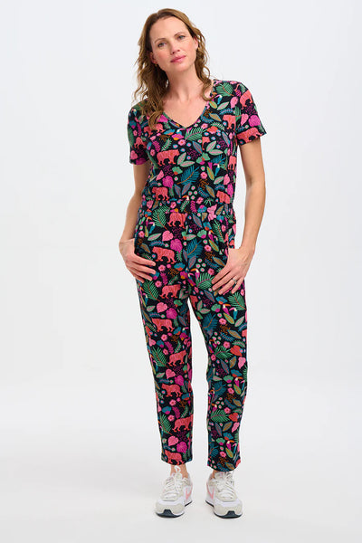 Bianca Jersey Jumpsuit - Black Tigers &  Toucans