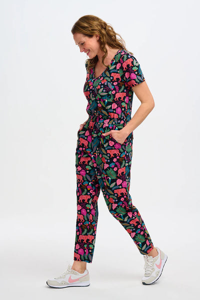 Bianca Jersey Jumpsuit - Black Tigers &  Toucans