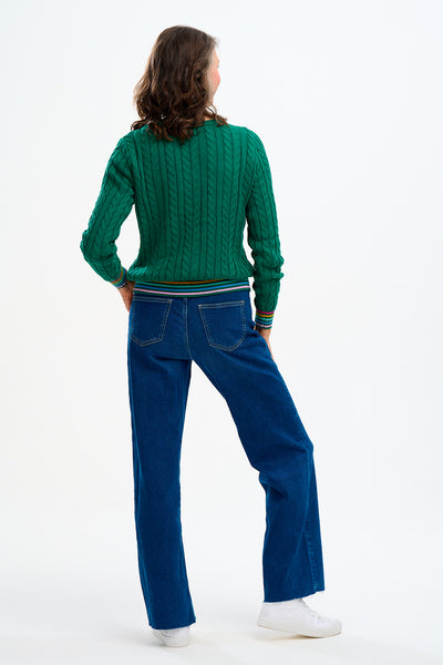Barbara Cable Knit Jumper - Rainbow Tipping Green
