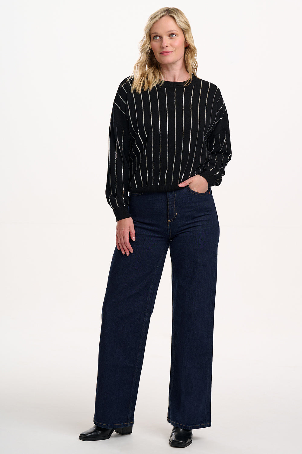 Anjali Sequin Jumper - Silver Stripes