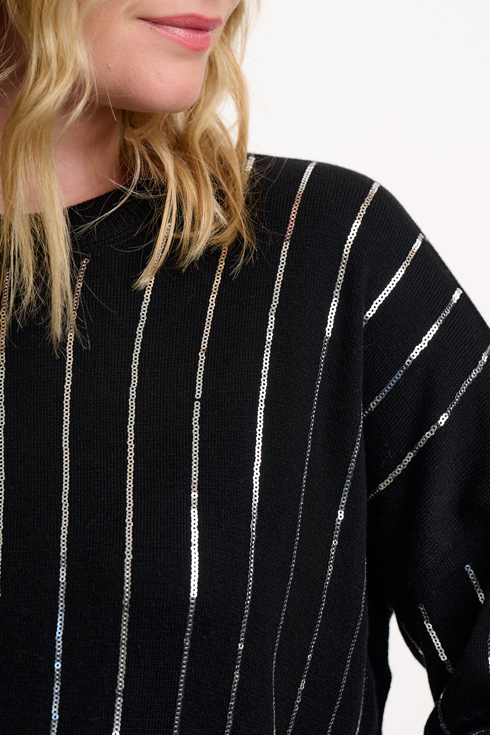 Anjali Sequin Jumper - Silver Stripes