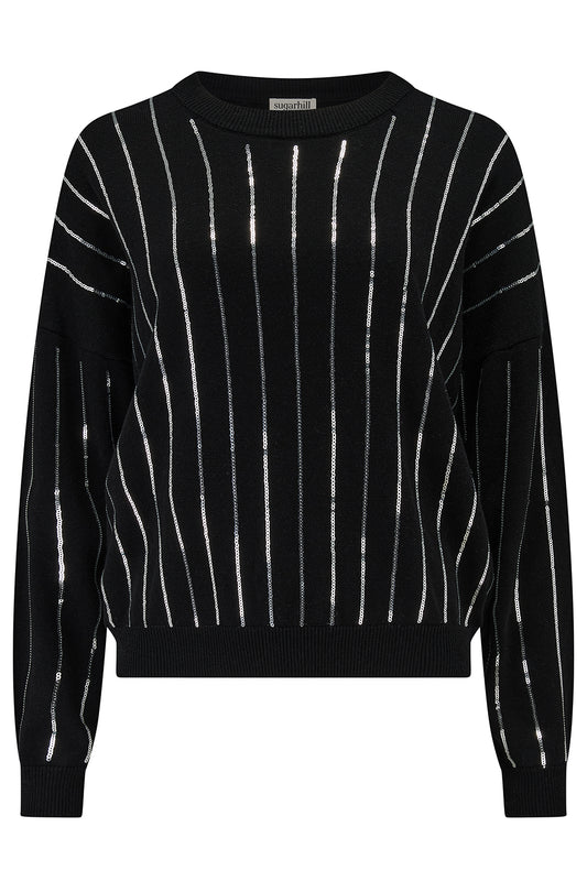 Anjali Sequin Jumper - Silver Stripes