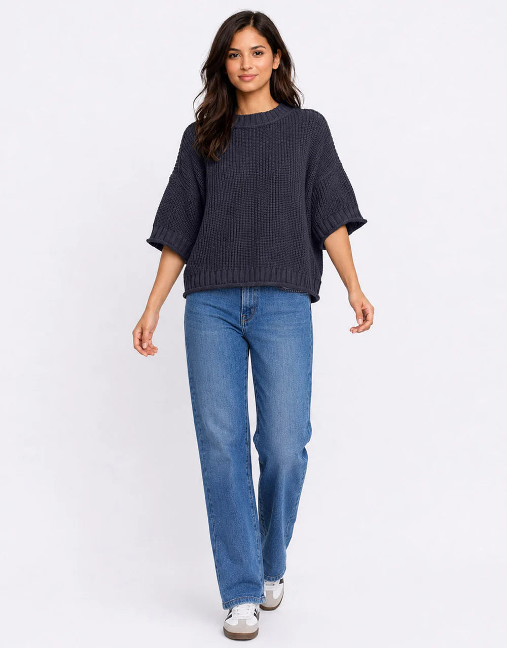 Luela Short Sleeve Knit - Navy