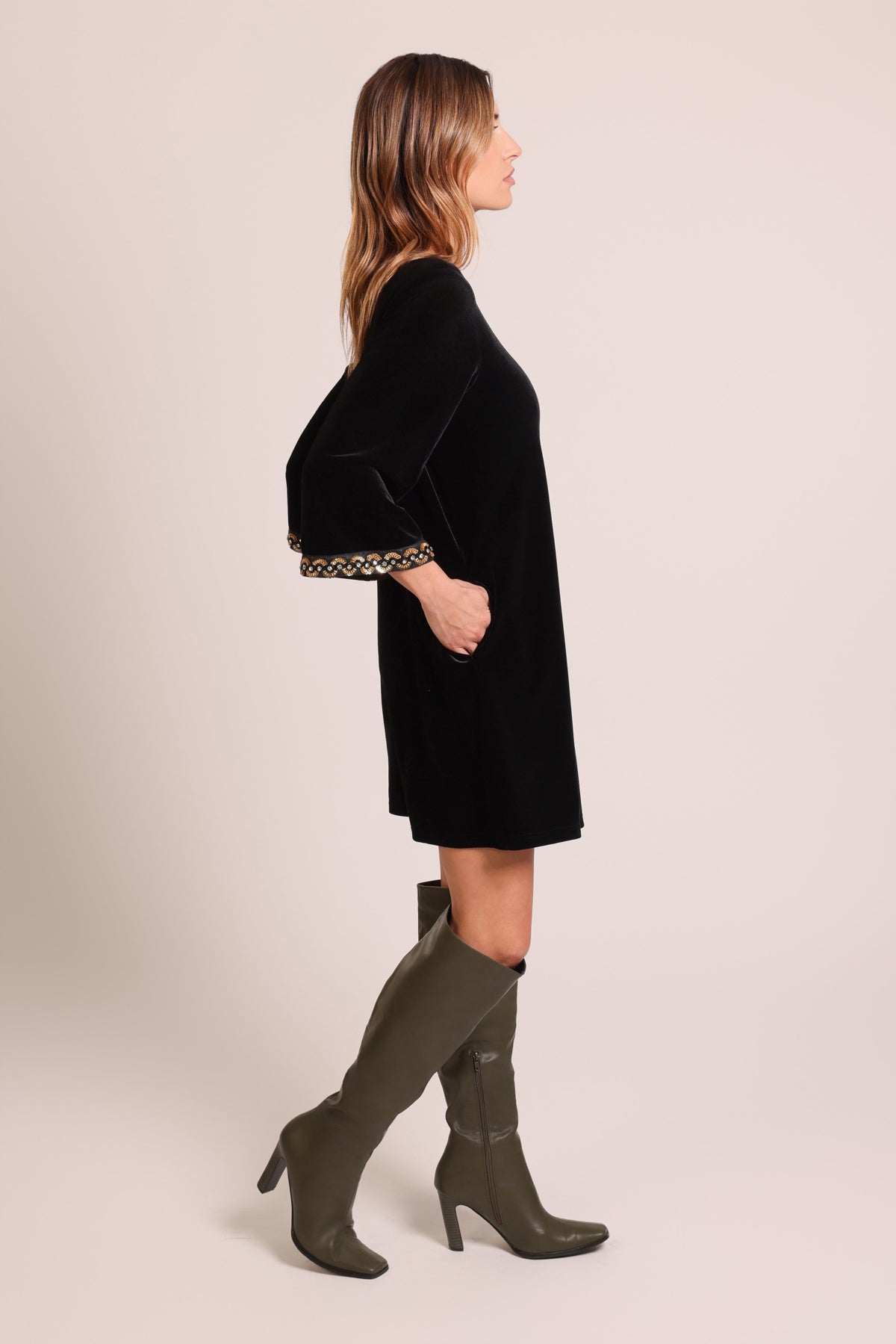 Bloom Dress - No Going Back Sequin Cuff Black Velvet