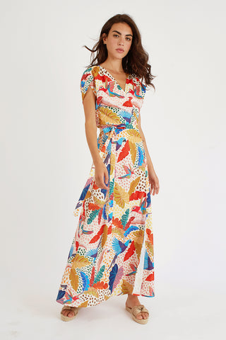 Pretty Boy Claude Wrap Dress - Birds