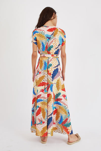 Pretty Boy Claude Wrap Dress - Birds