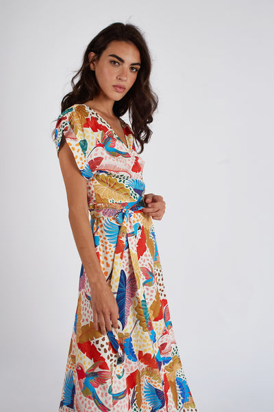 Pretty Boy Claude Wrap Dress - Birds