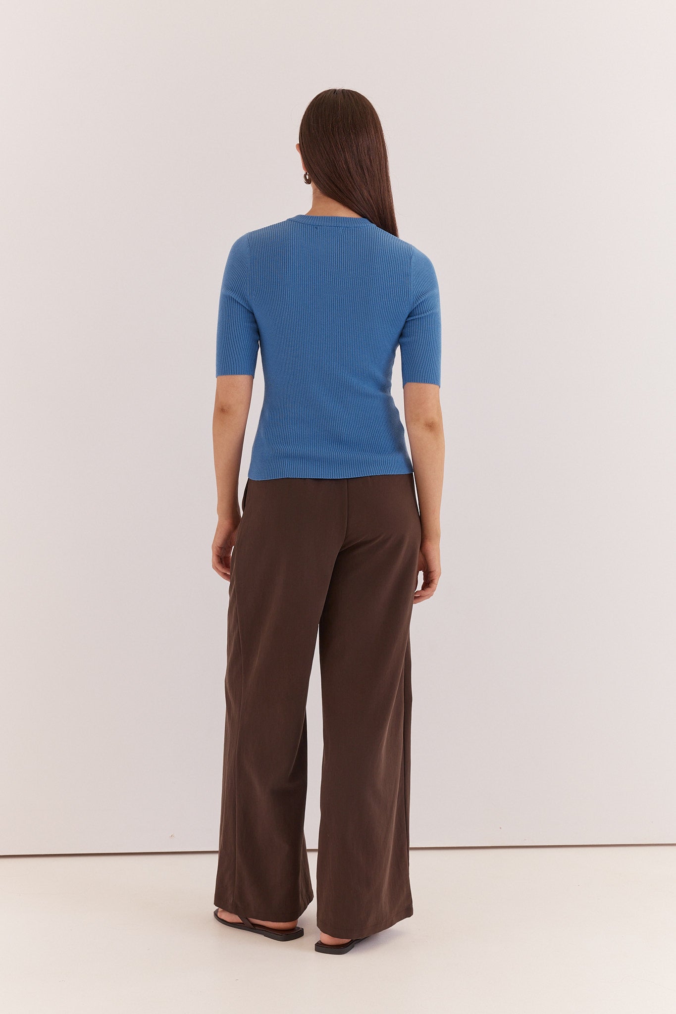 Natalie Wide Leg Trouser - Chocolate