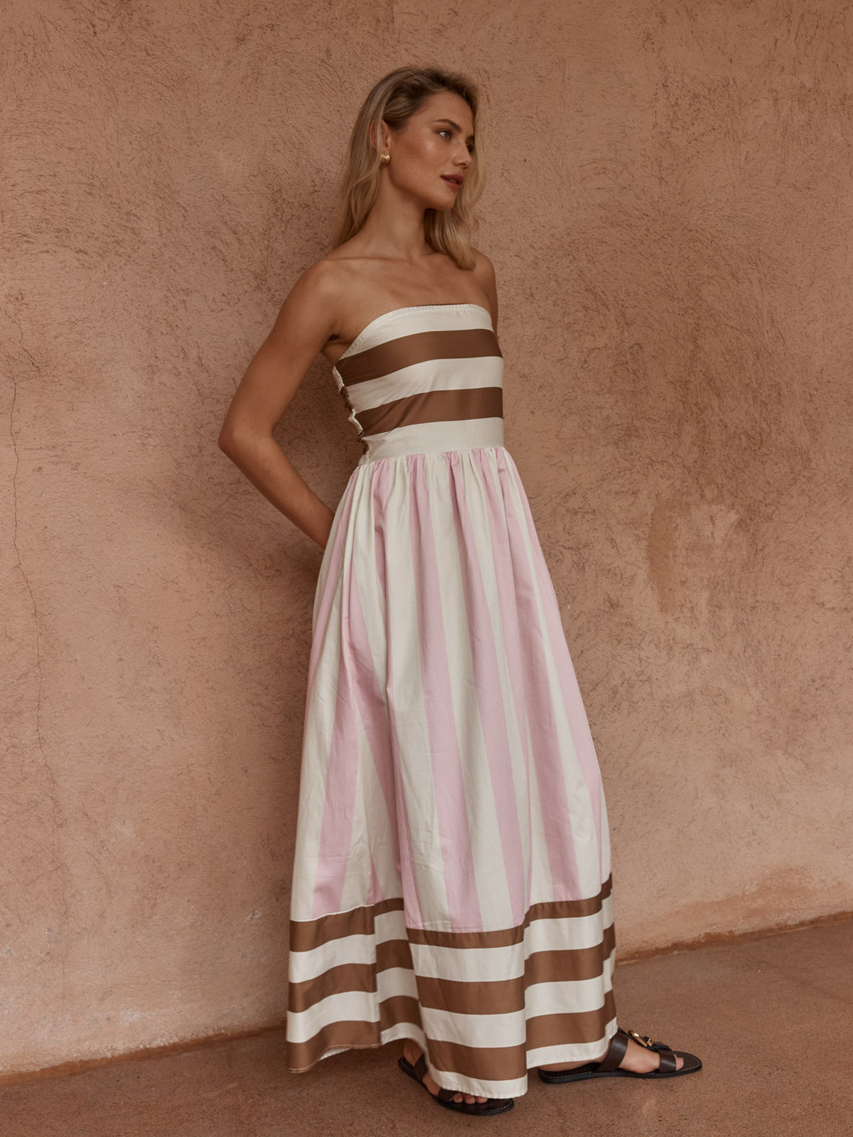 Nea Spliced Strapless Dress - Neapolitan