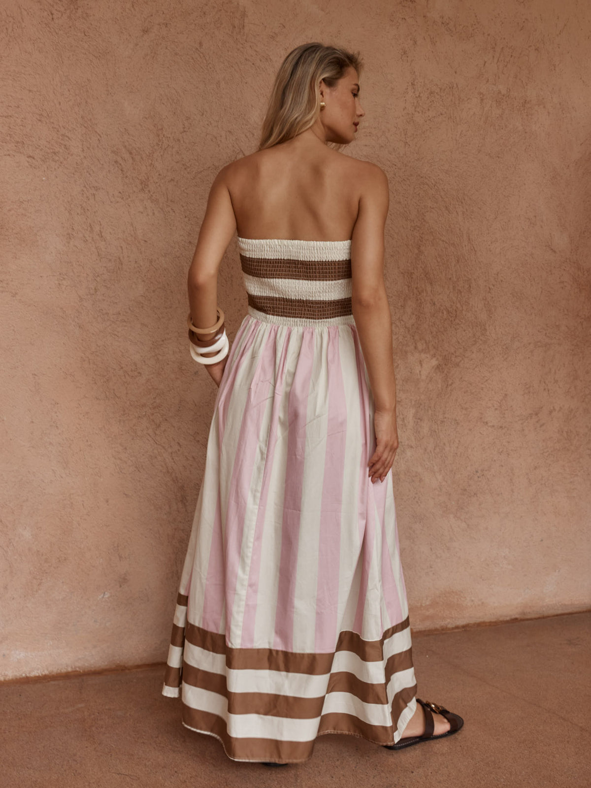 Nea Spliced Strapless Dress - Neapolitan