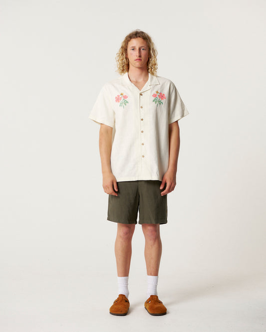 Bouquet SS Resort Shirt - Vintage White