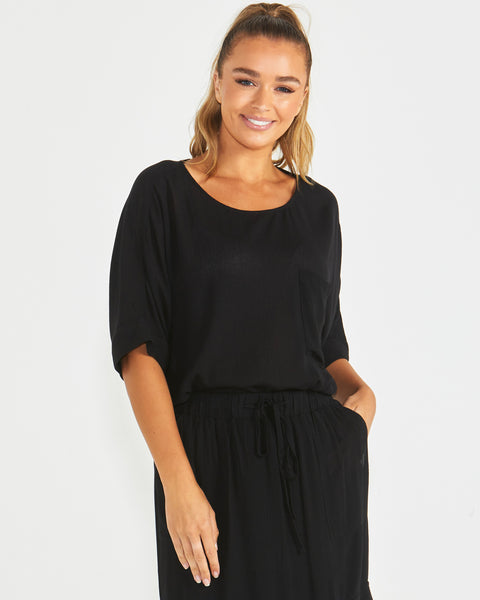 Raya Oversized Top - Black