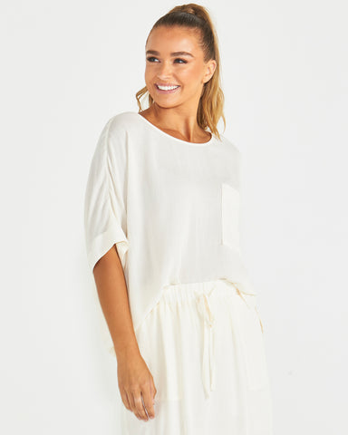 Raya Oversized Top - White