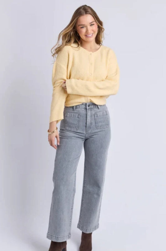 Sarah Wide Leg Jeans - Washed Grey