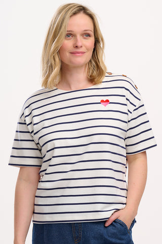 Kirby Breton Tee - Split Heart Stripes