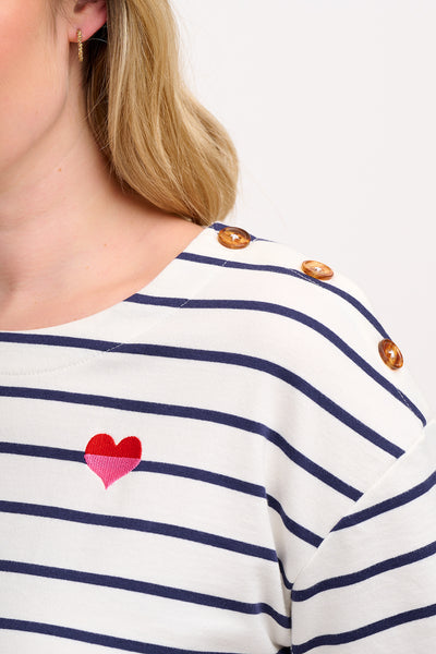 Kirby Breton Tee - Split Heart Stripes