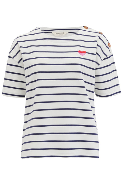 Kirby Breton Tee - Split Heart Stripes