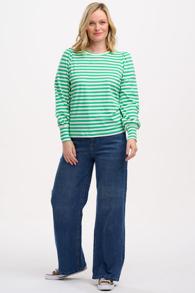 Griselda Jersey Top - Green Stripes