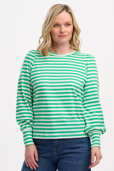 Griselda Jersey Top - Green Stripes