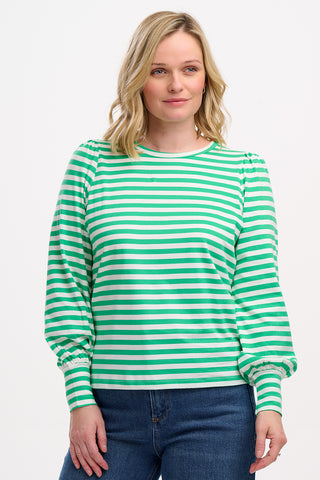 Griselda Jersey Top - Green Stripes