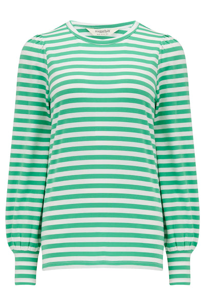 Griselda Jersey Top - Green Stripes