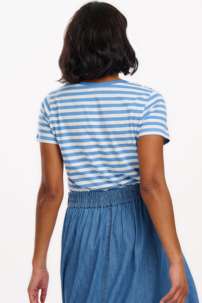 Khloe V-Neck T-Shirt - Stripy Crab