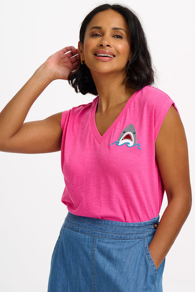 Ariana V-Neck Tank T-Shirt - Fin-tastic Shark