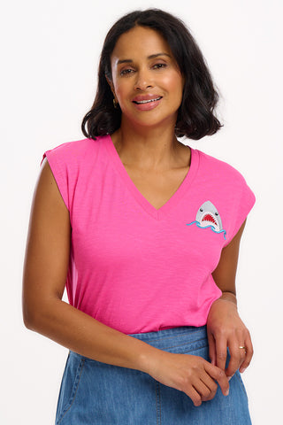 Ariana V-Neck Tank T-Shirt - Fin-tastic Shark