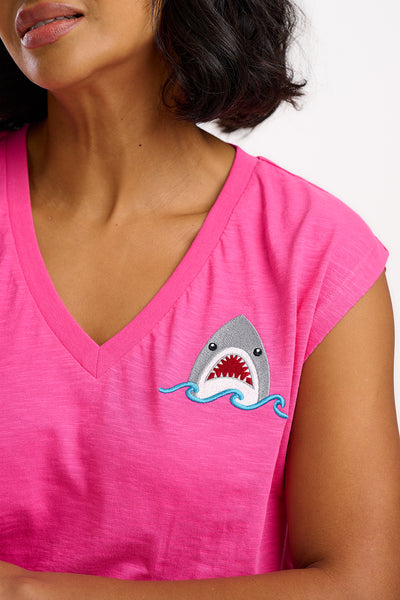 Ariana V-Neck Tank T-Shirt - Fin-tastic Shark
