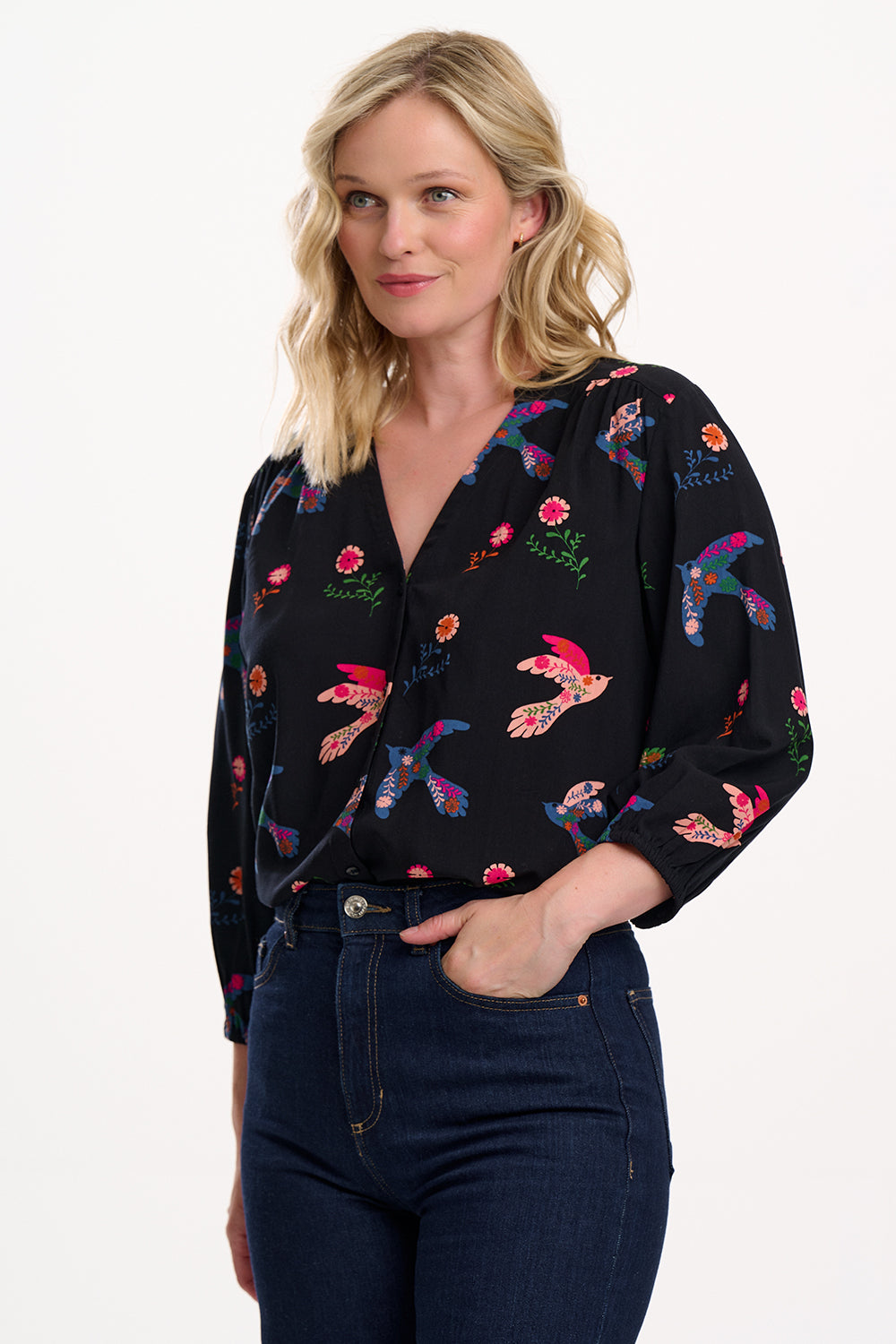 Elkie Blouse - Rainbow Folk Bird