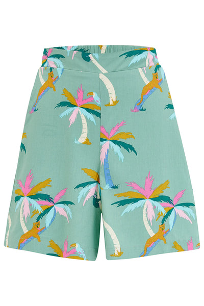 Enola Shorts - Green Rainbow Palms