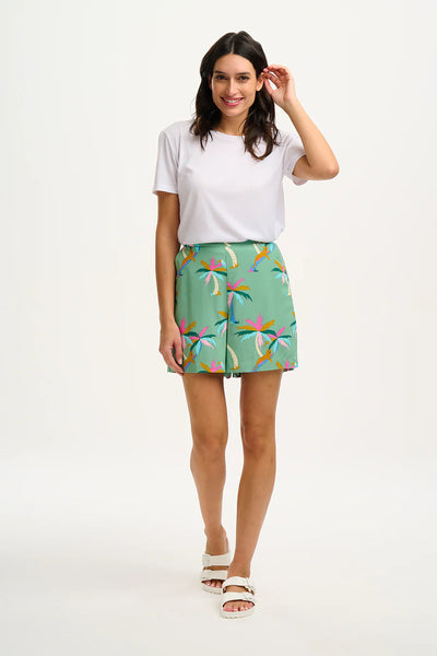 Enola Shorts - Green Rainbow Palms