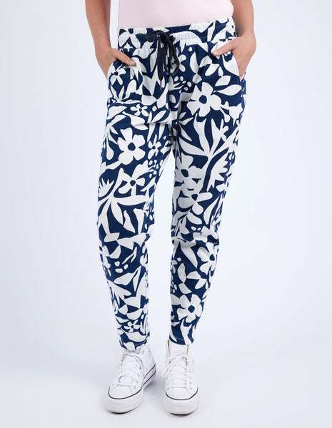 Stencil Floral Pant - Navy