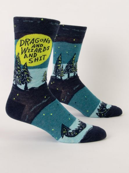Dragons and wizards and sh!t  - Mens socks