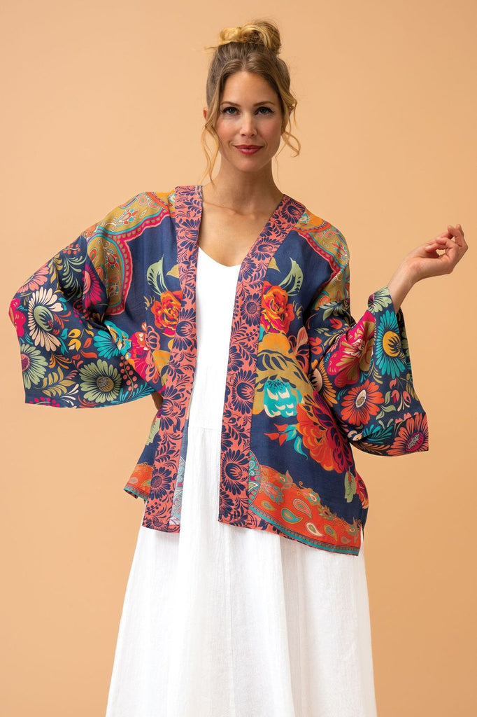 Vintage Floral Lux Kimono Jacket - Ink