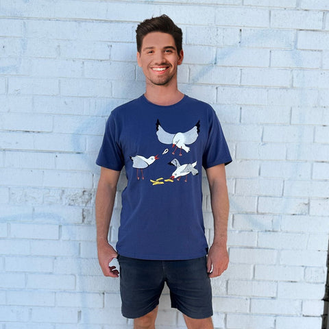 Seagull Squabble Tee - Dusky Blue