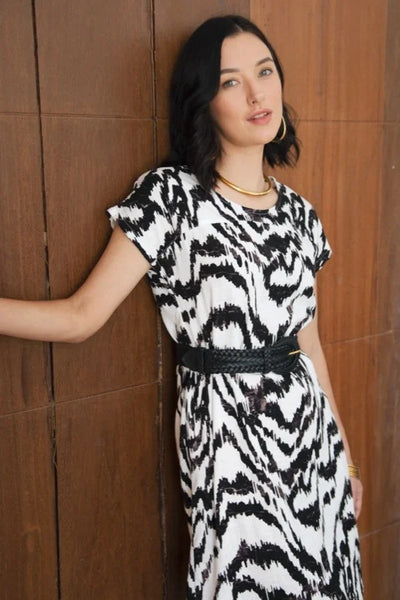 Miranda Dress - Black & White Iskat