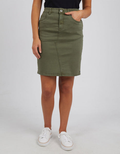Belle Denim Skirt - Khaki
