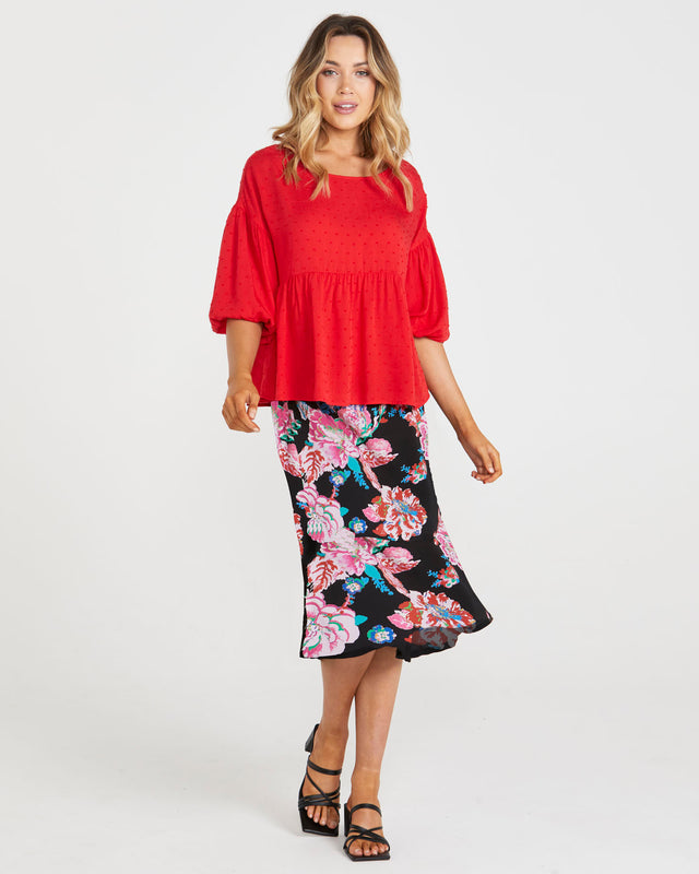 Millie Puff Sleeve Top - Scarlet