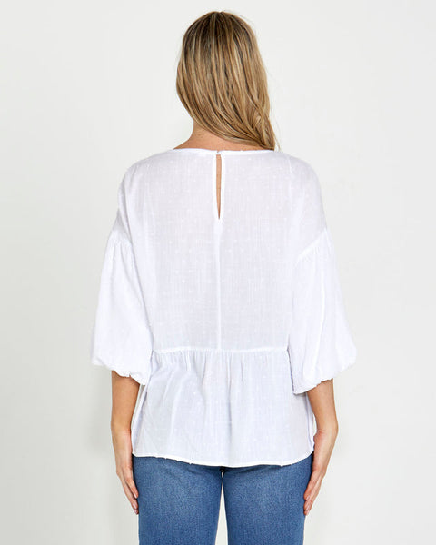 Millie Puff Sleeve Top - White