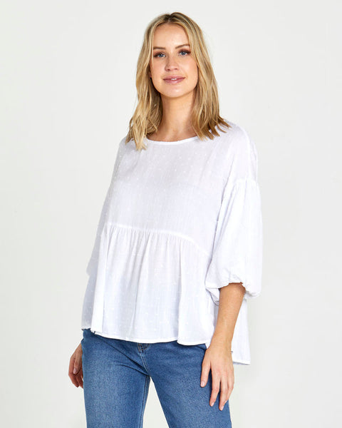 Millie Puff Sleeve Top - White
