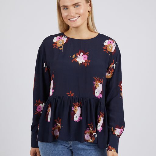 Posy Floral Blouse - Navy